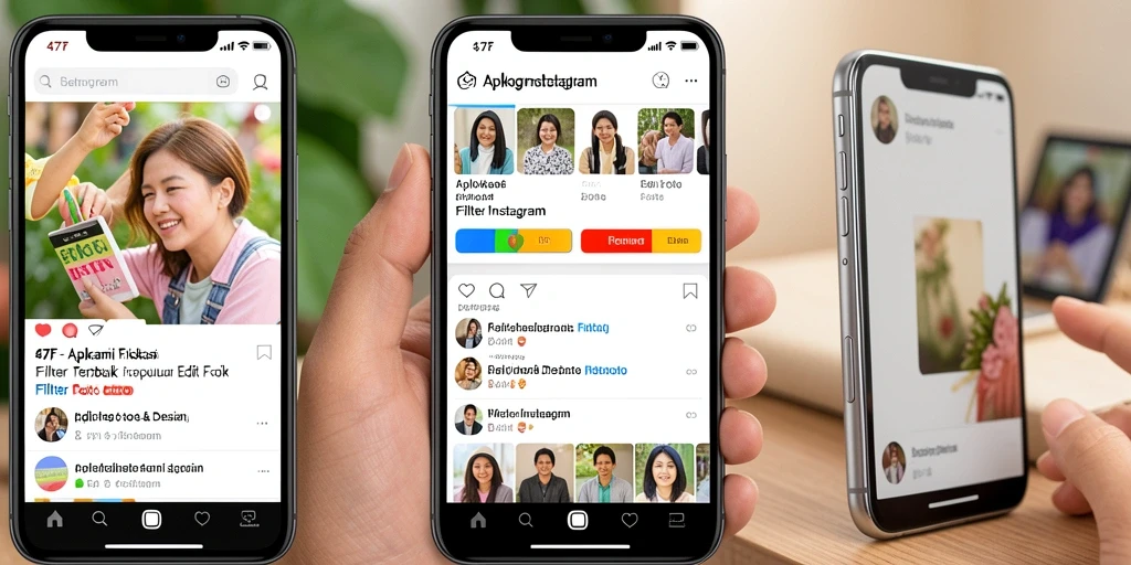 Antarmuka aplikasi 47F dengan berbagai pilihan filter Instagram yang stylish.