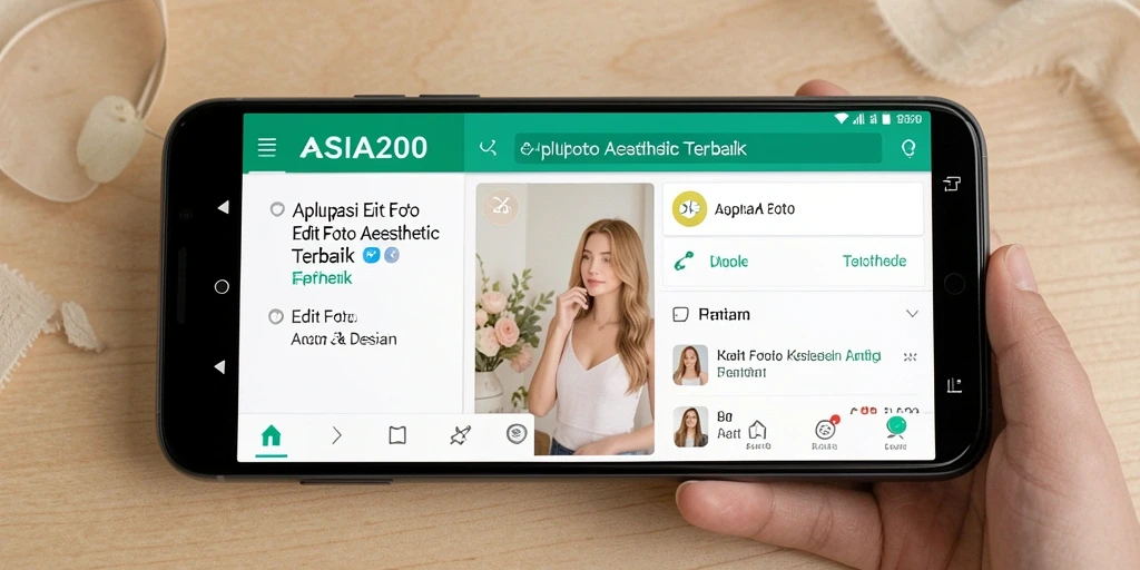 Antarmuka aplikasi ASIA200 untuk edit foto aesthetic yang memukau.