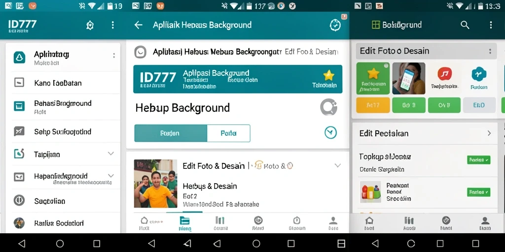 Antarmuka intuitif aplikasi Hapus Background ID777 yang mudah digunakan.