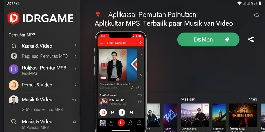Tampilan antarmuka IDRGAME yang intuitif untuk Pemutar MP3.