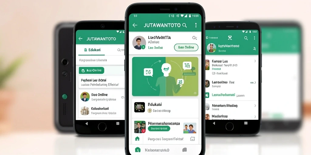 Tampilan antarmuka aplikasi JUTAWANTOTO untuk Les Online.